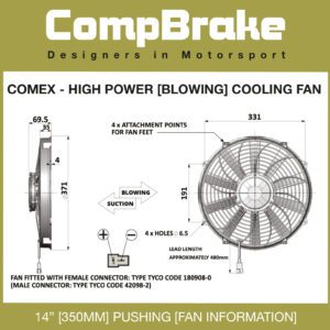 HIGH POWER COMEX COOLING FAN - PUSHING/BLOWING - 14" (350MM)