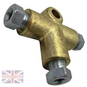 3 Way Brake T Piece Tee With 3 Male Nuts Long Union 3/8 " UNF