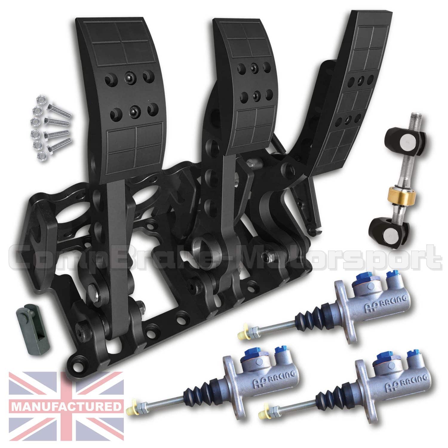 Universal Floor Mounted Hydraulic Pedal Box Kit - Premier-Pro Light 3-Pedal AP Cylinders [STD KIT] BLACK