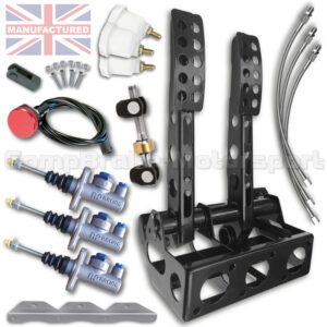 Universal Forward Facing Floor Mounted Hydraulic Pedal Box Kit - Sportline 2-Pedal AP Cylinders [KIT B]