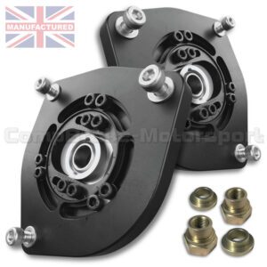 Mitsubishi Evo 6-9 Adjustable 3 Piece Front Suspension Top Mounts - Blue/Black (PAIR)