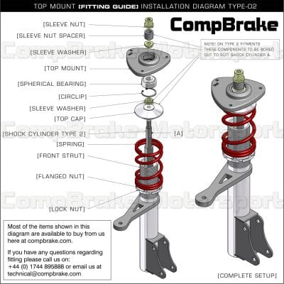 VW Golf MK3 Front 2 Piece Adjustable Suspension Top Mount (PAIR)