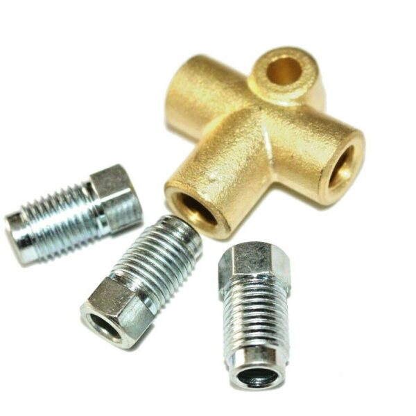3 Way Brake T Piece Tee With 3 Male Nuts Long Union 3/8 