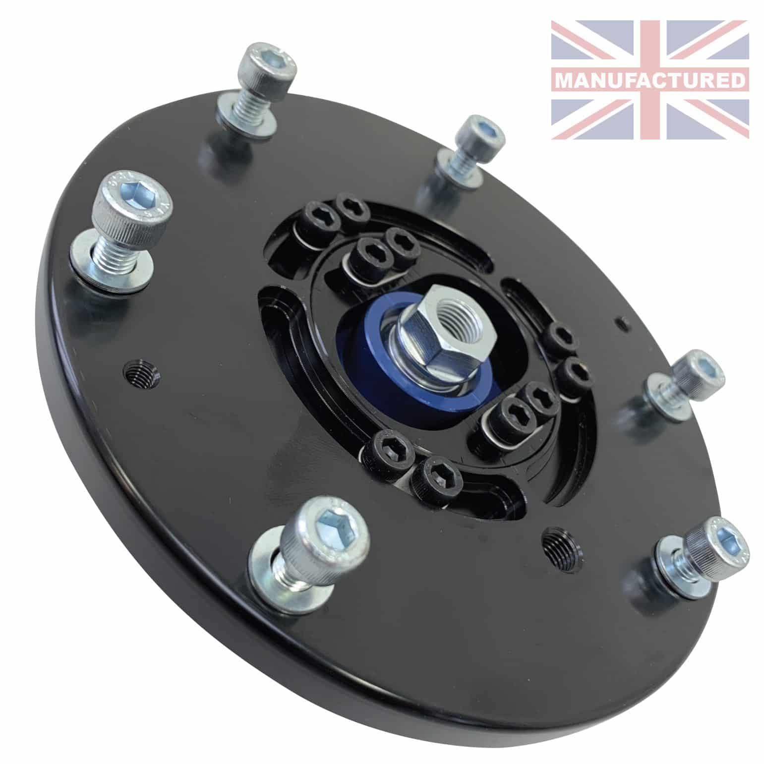 BMW Adjustable 3 Piece Front Suspension Top Mount Black (PAIR) + Locating Top Cap - F20 F21 F22 F30 F80