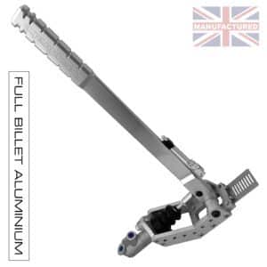 450MM PREMIER-PRO VERTICAL [FULL-BILLET ALUMINIUM] HANDBRAKE – REMOTE HYDRAULIC [1-HANDLE 1-CYLINDER] STD KIT [SILVER]