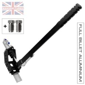 600MM PREMIER-PRO VERTICAL [FULL-BILLET ALUMINIUM] HANDBRAKE – REMOTE HYDRAULIC [1-HANDLE 1-CYLINDER] STD KIT [BLACK] PLUS UNIONS