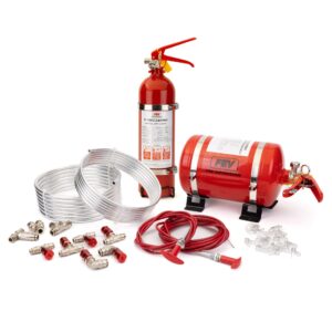 Rally Package Kit With F-TEC3500MK FIA Foam Fire Suppression System & F-TEC2400HH-GR-B Handheld Extinguisher in Gloss Red