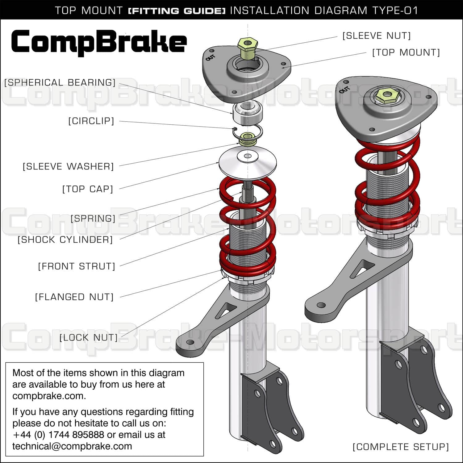 120mm PCD Adjustable Front Suspension Top Mount (PAIR)