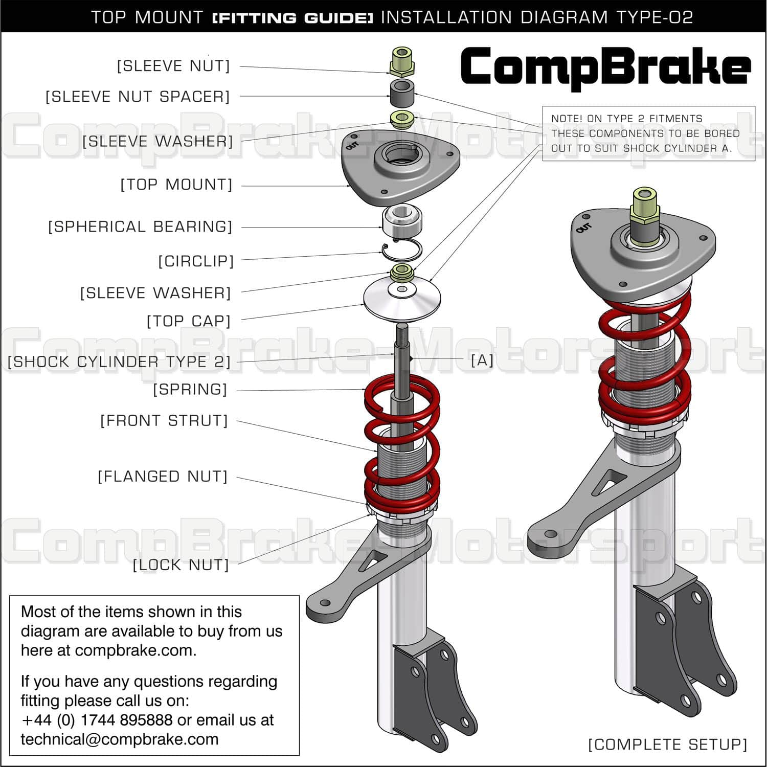 120mm PCD Adjustable Front Suspension Top Mount (PAIR)